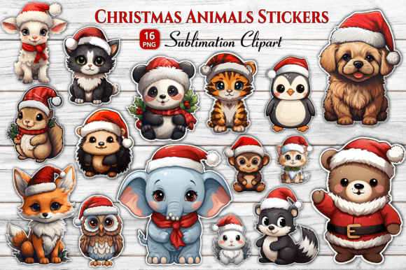 Download Cute Christmas Animal Stickers Bundle - Animal stickers Collection