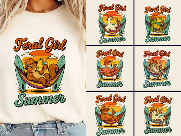 Download Cute Feral Girl Summer T-Shirt Bundle - Premium Bundle