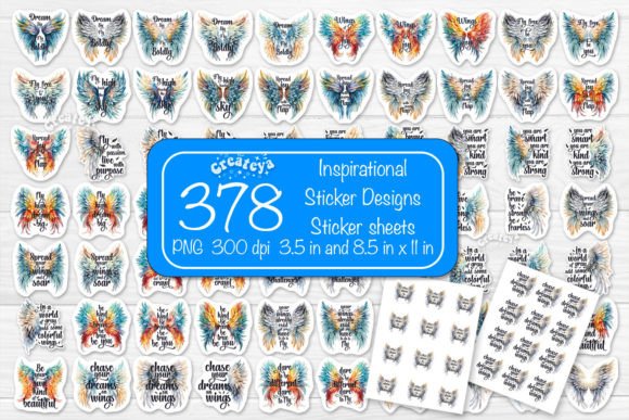 Download Inspirational Stickers Bundle PNG Wings - Inspirational sticker Collection