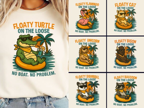 Download "Floaty Animal Summer T-Shirt Bundle PNG - Premium Resources
