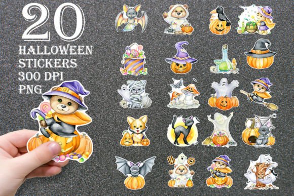Download Halloween, Funny Animal Stickers. Set - Animal stickers Collection