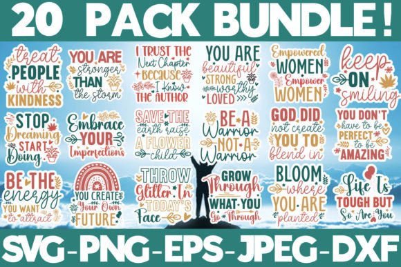 Download Inspirational Sticker Bundle, 20 Designs - Inspirational sticker Collection