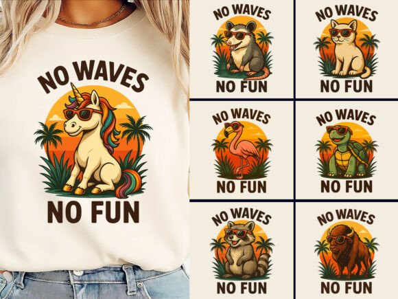 Download No Waves No Fun Summer T-Shirt Bundle - Premium Resources